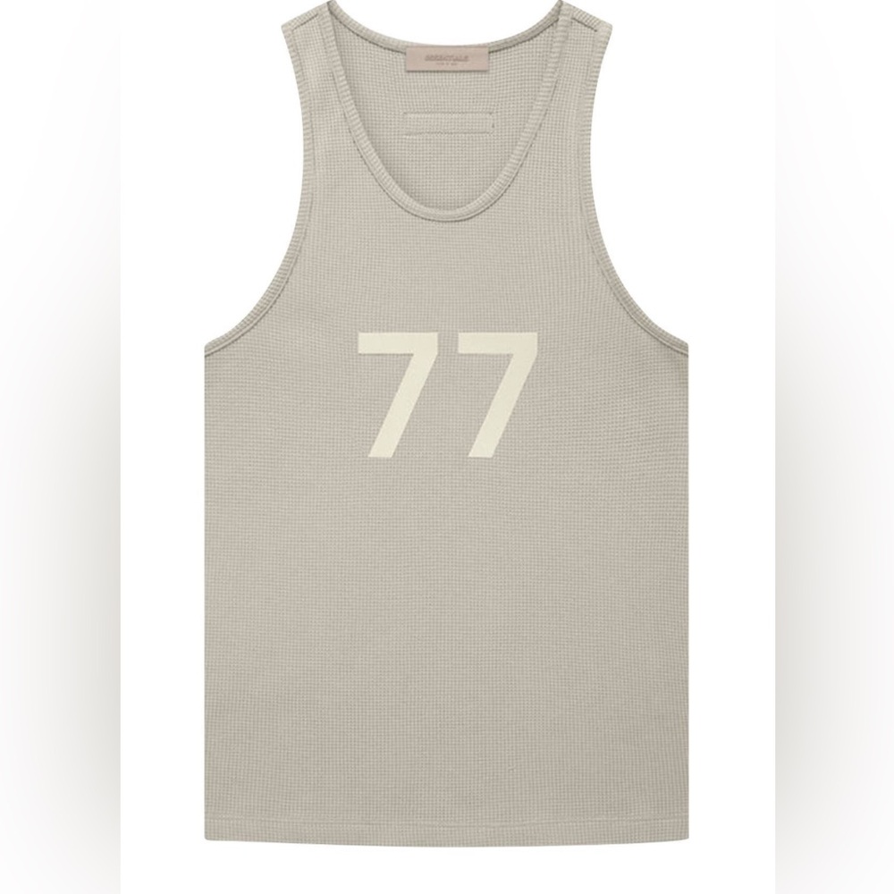 Essentials Gray Tank Top with Cream Print